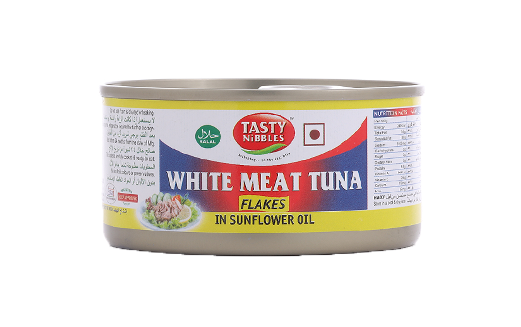 Tasty Nibbles White Meat Tuna Flakes In Sunflower Oil   Tin  185 grams